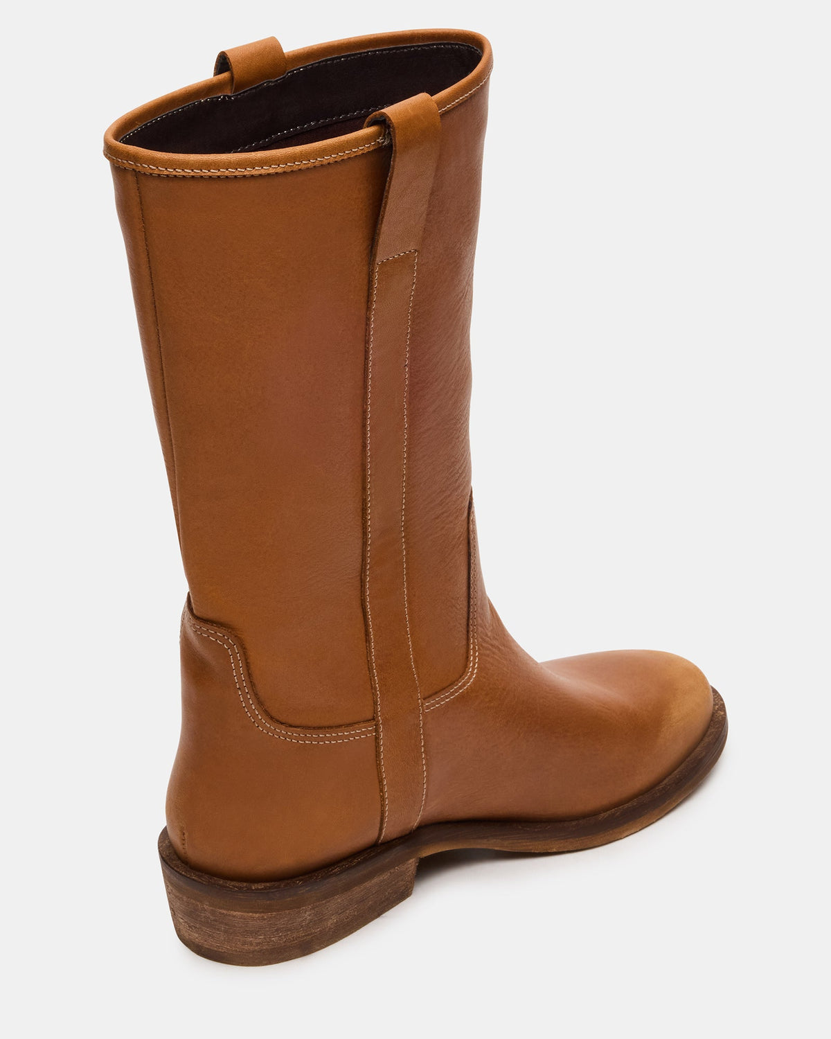 Steve Madden DUNSTER Tan Leather Wood Bottom Women's Boot