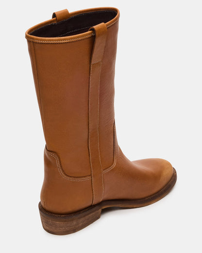 Steve Madden DUNSTER Tan Leather Wood Bottom Women's Boot