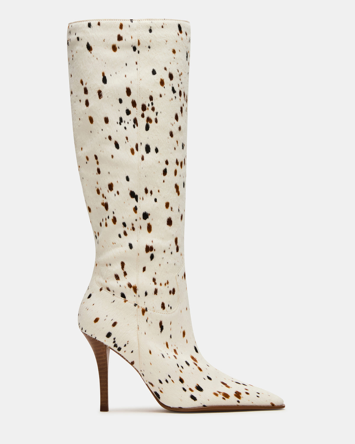 Steve Madden WESCOT Brown Cow Print quare-Toe Knee-High Heeled Women's Boot