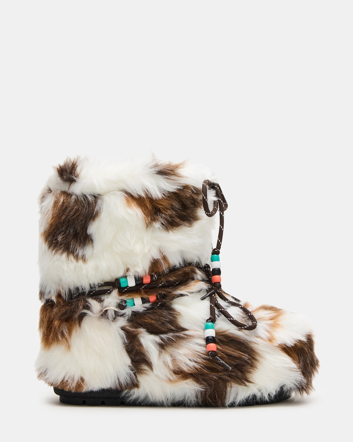 Steve Madden MIRO Brown Multi Faux Fur Chunky Lace-Up Women's Bootie