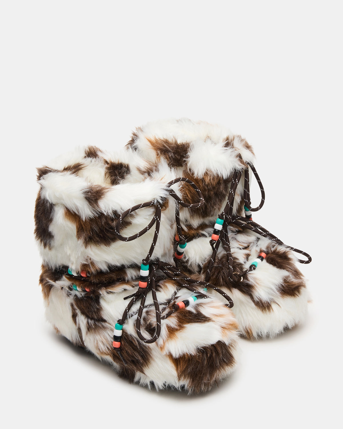Steve Madden MIRO Brown Multi Faux Fur Chunky Lace-Up Women's Bootie