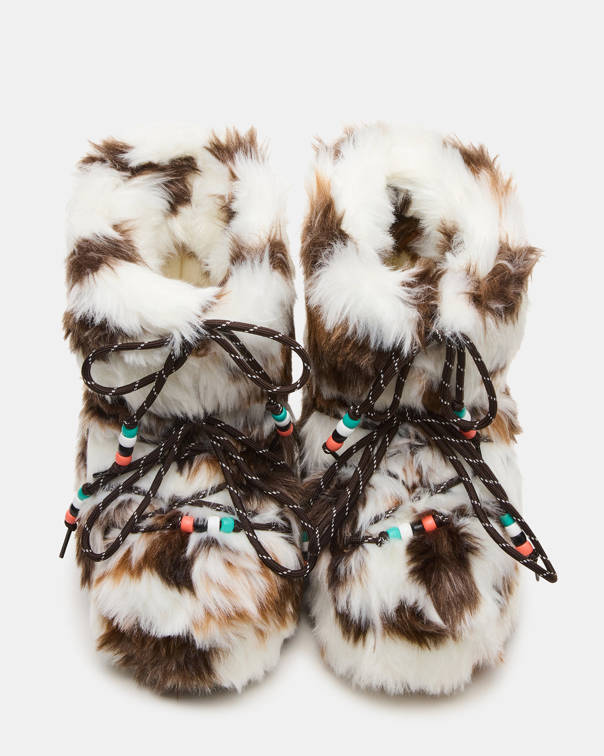 Steve Madden MIRO Brown Multi Faux Fur Chunky Lace-Up Women's Bootie