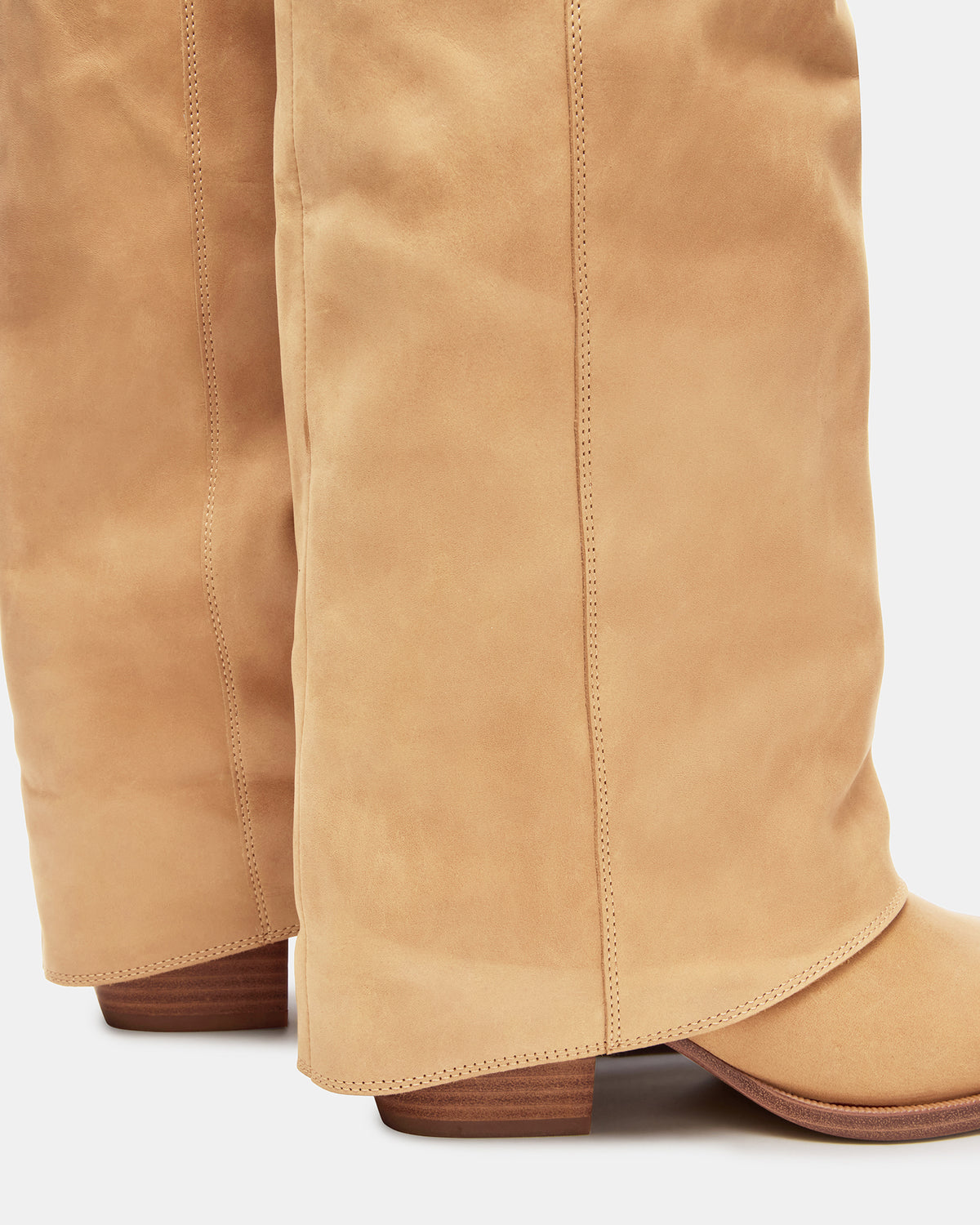 Steve Madden WINNICK Banana Leather Knee-High Cuffed Fold-Over Block Heel Women's Boot