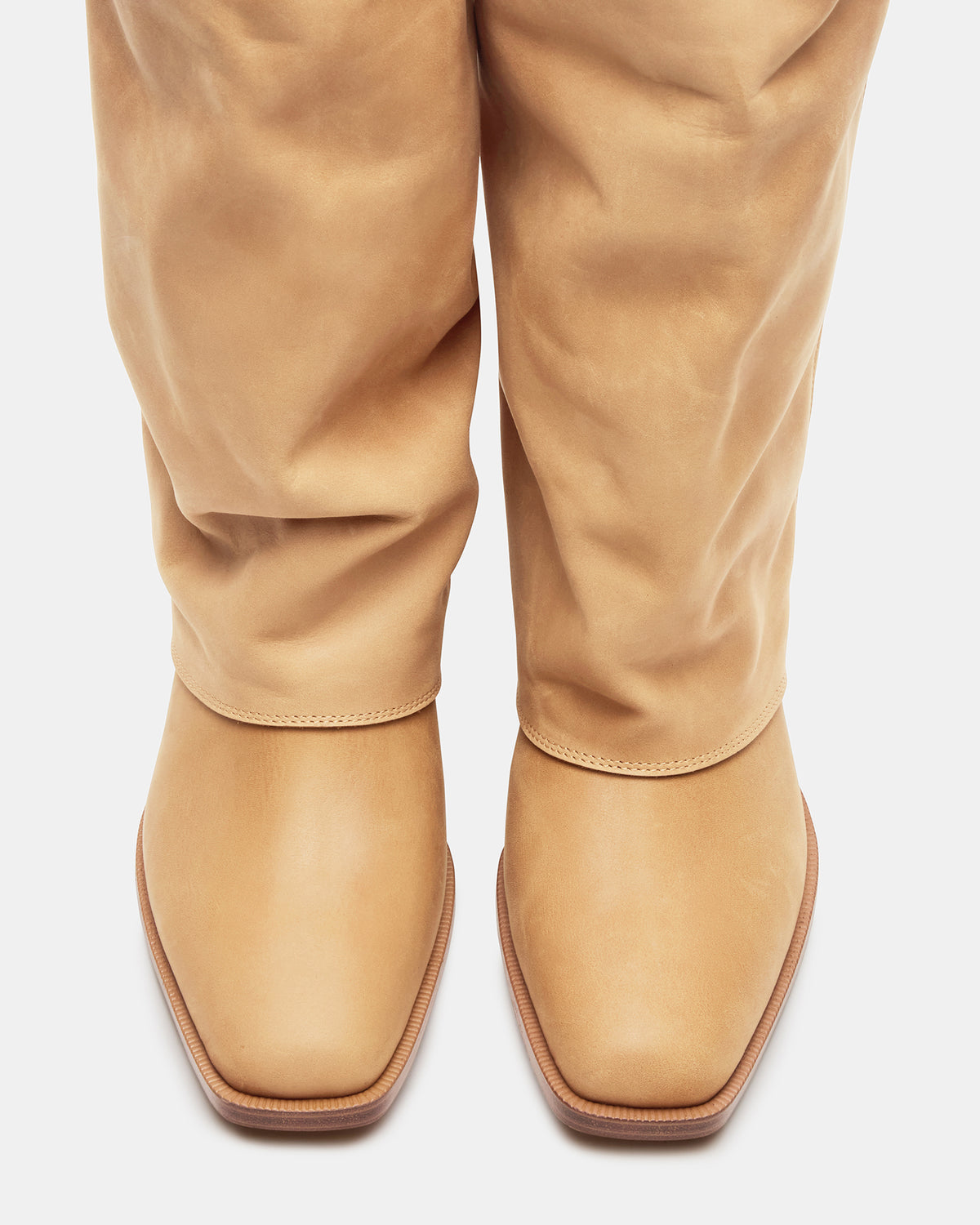 Steve Madden WINNICK Banana Leather Knee-High Cuffed Fold-Over Block Heel Women's Boot