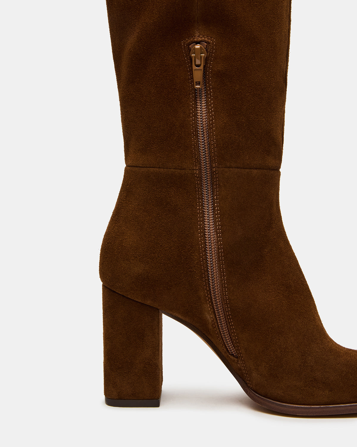 Steve Madden WINSLET Chestnut Suede Knee-High Block Heel Women's Boot