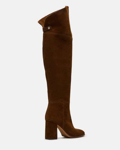 Steve Madden WINSLET Chestnut Suede Knee-High Block Heel Women's Boot