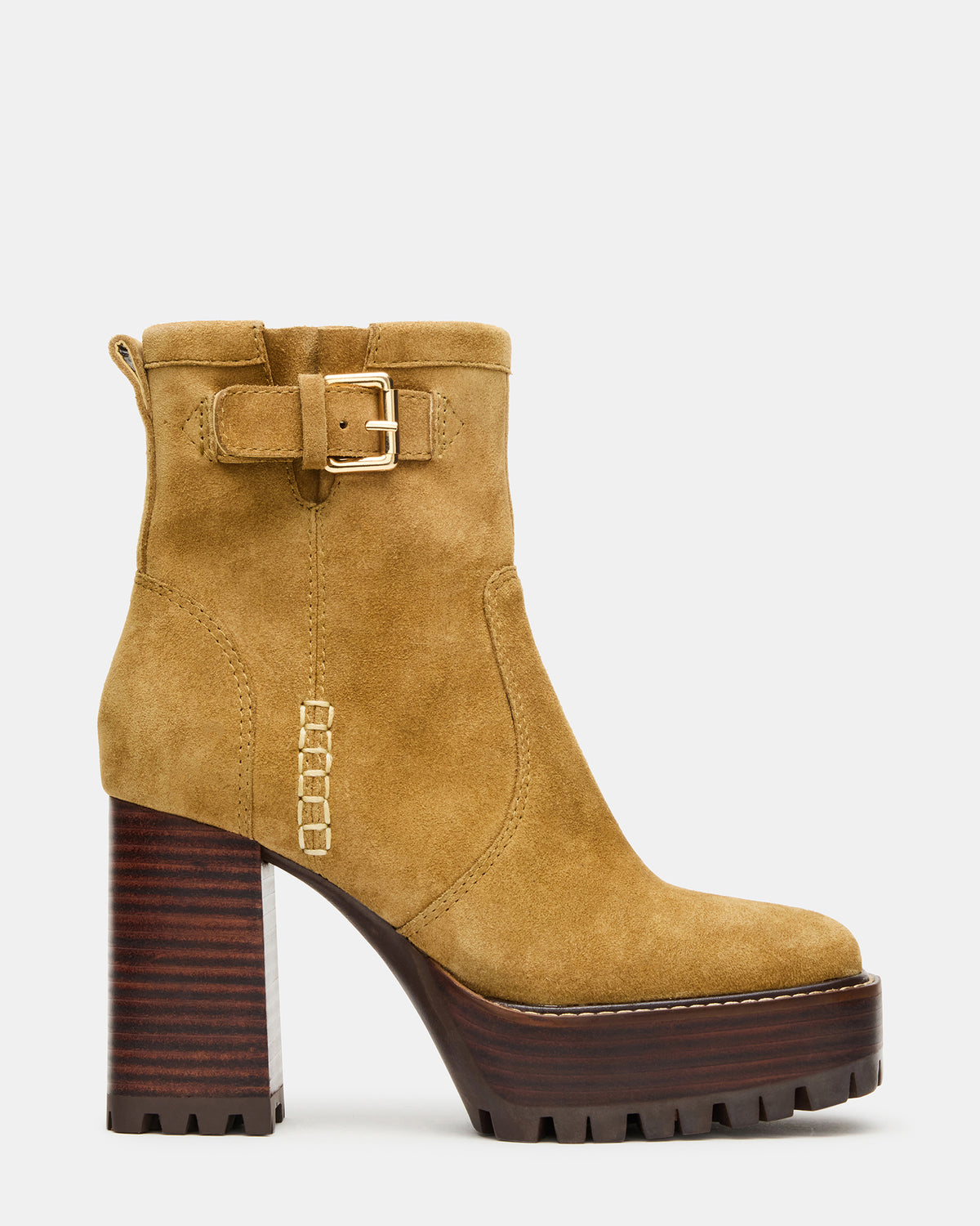 Steve Madden SUMMIT Olive Suede Platform Lug Block Heel Women's Ankle Boot