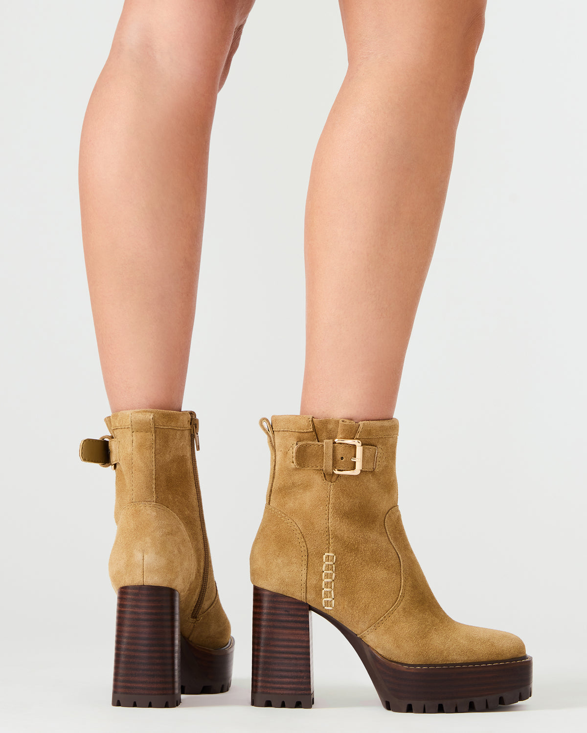 Steve Madden SUMMIT Olive Suede Platform Lug Block Heel Women's Ankle Boot