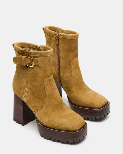 Steve Madden SUMMIT Olive Suede Platform Lug Block Heel Women's Ankle Boot