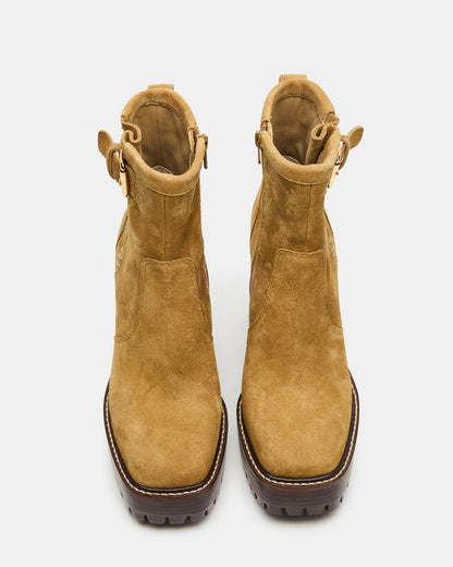 Steve Madden SUMMIT Olive Suede Platform Lug Block Heel Women's Ankle Boot