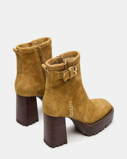 Steve Madden SUMMIT Olive Suede Platform Lug Block Heel Women's Ankle Boot