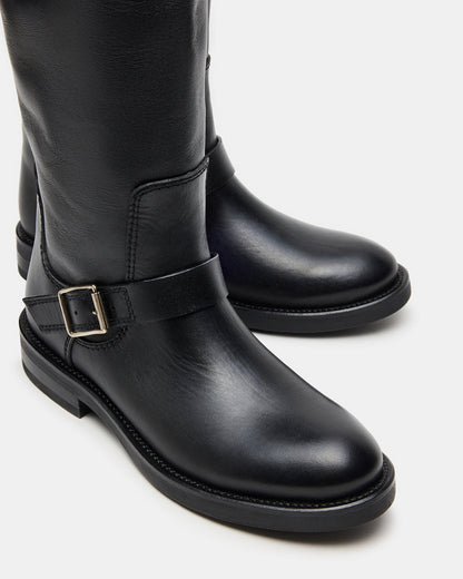 Steve Madden SADY Black Leather Knee-High Rounded Toe Women's Boot