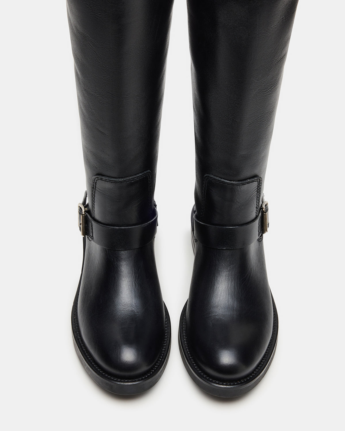 Steve Madden SADY Black Leather Knee-High Rounded Toe Women's Boot