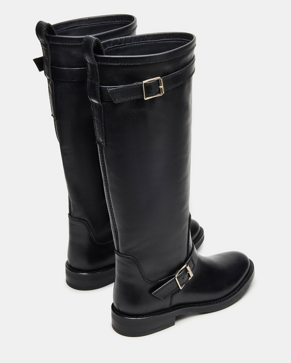 Steve Madden SADY Black Leather Knee-High Rounded Toe Women's Boot