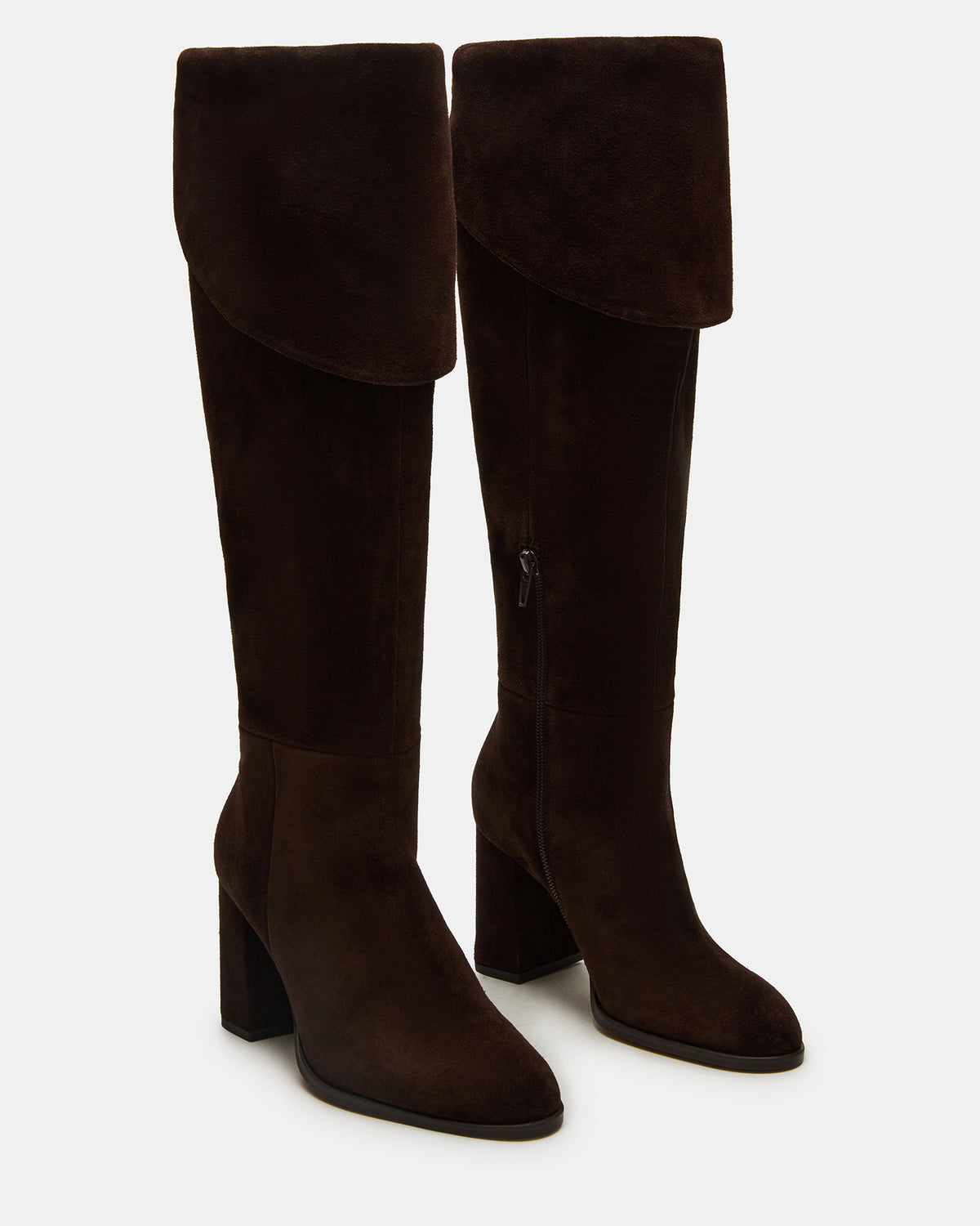 Steve Madden WINSLET Brown Suede Knee-High Block Heel Women's Boot