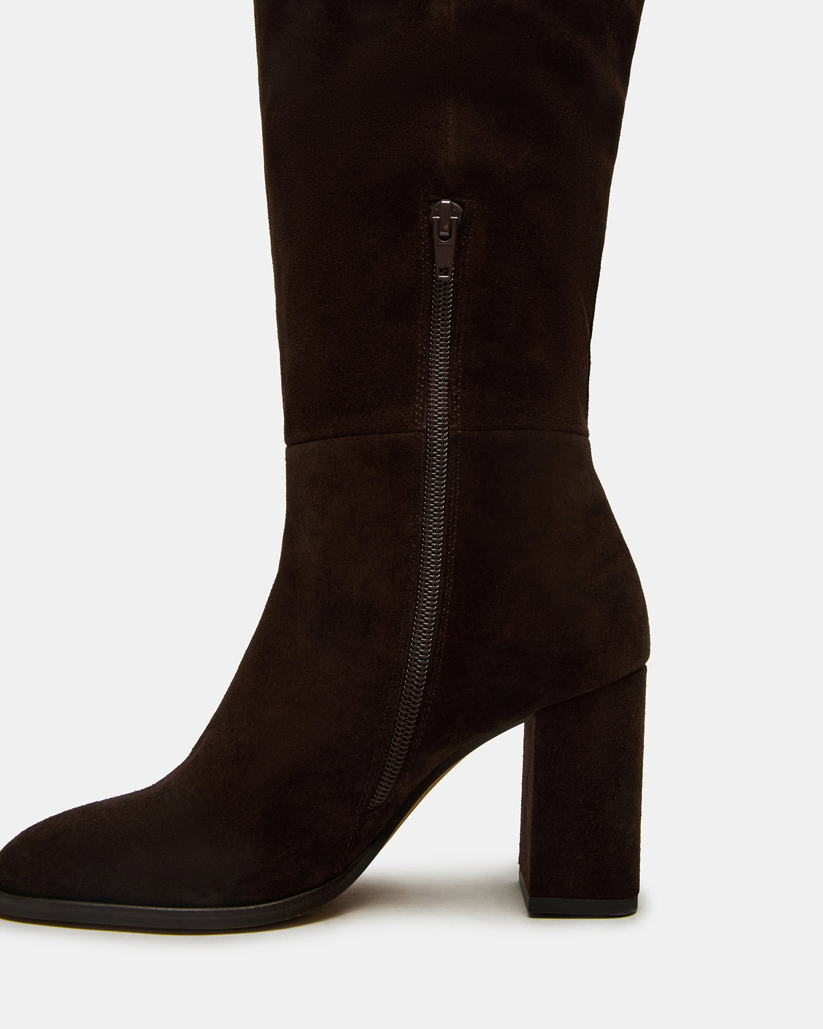 Steve Madden WINSLET Brown Suede Knee-High Block Heel Women's Boot