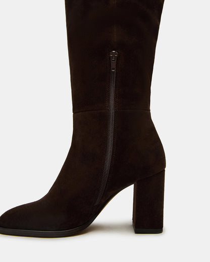 Steve Madden WINSLET Brown Suede Knee-High Block Heel Women's Boot