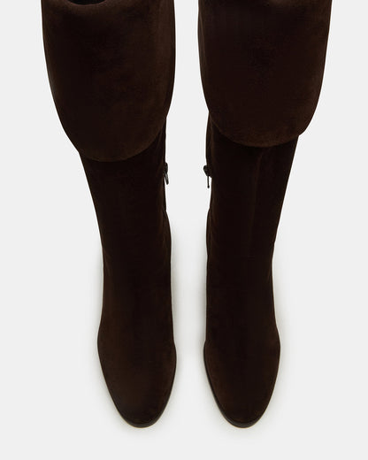 Steve Madden WINSLET Brown Suede Knee-High Block Heel Women's Boot