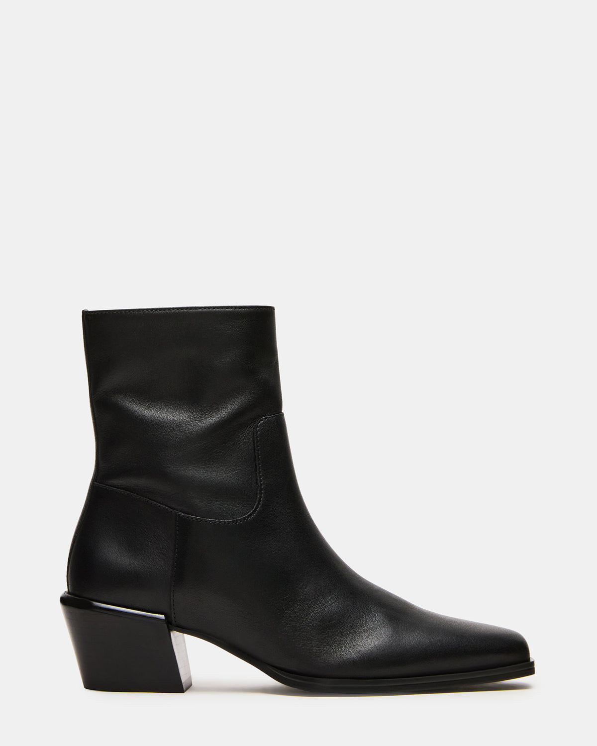 Steve Madden DANEY Black Leather Square-Toe Women's Ankle Boot