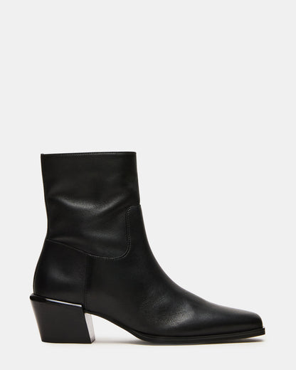 Steve Madden DANEY Black Leather Square-Toe Women's Ankle Boot