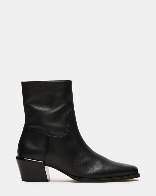 Steve Madden DANEY Black Leather Square-Toe Women's Ankle Boot