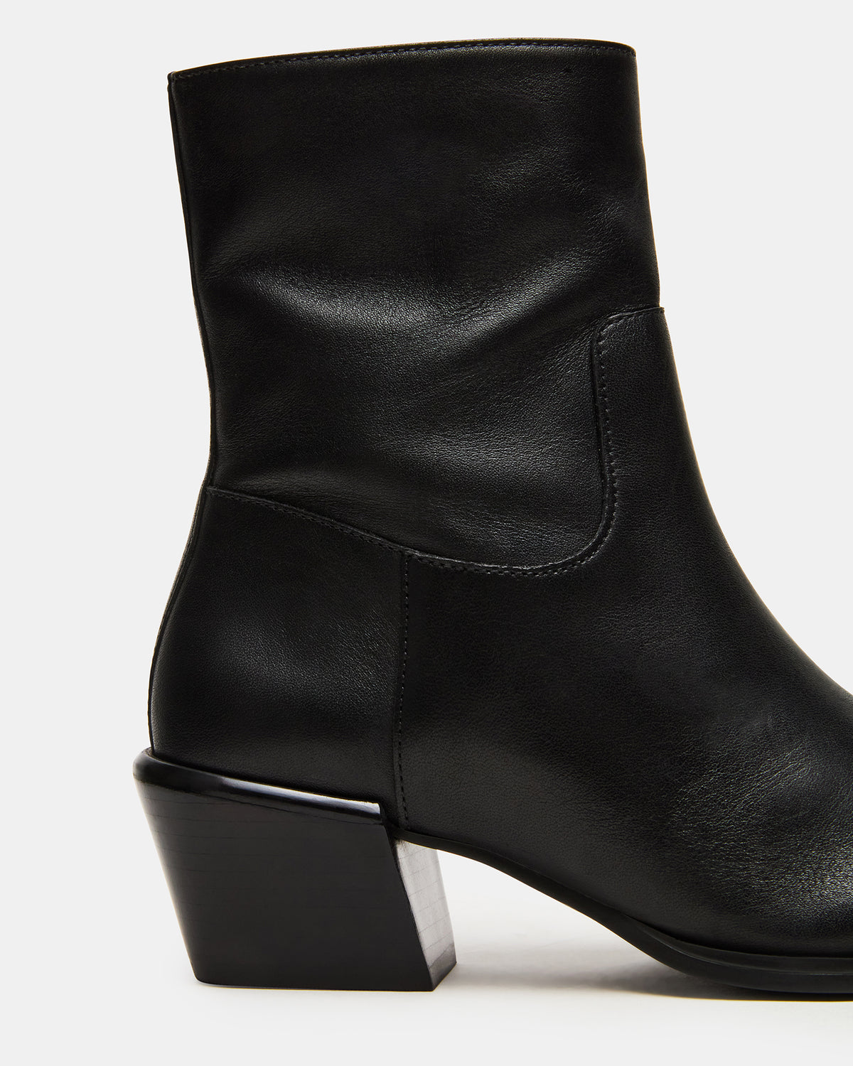 Steve Madden DANEY Black Leather Square-Toe Women's Ankle Boot