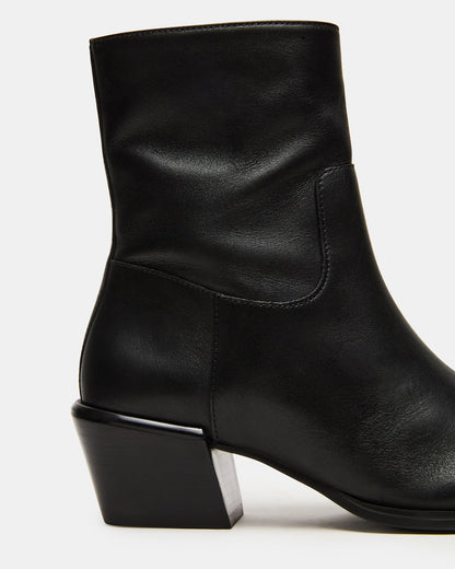 Steve Madden DANEY Black Leather Square-Toe Women's Ankle Boot