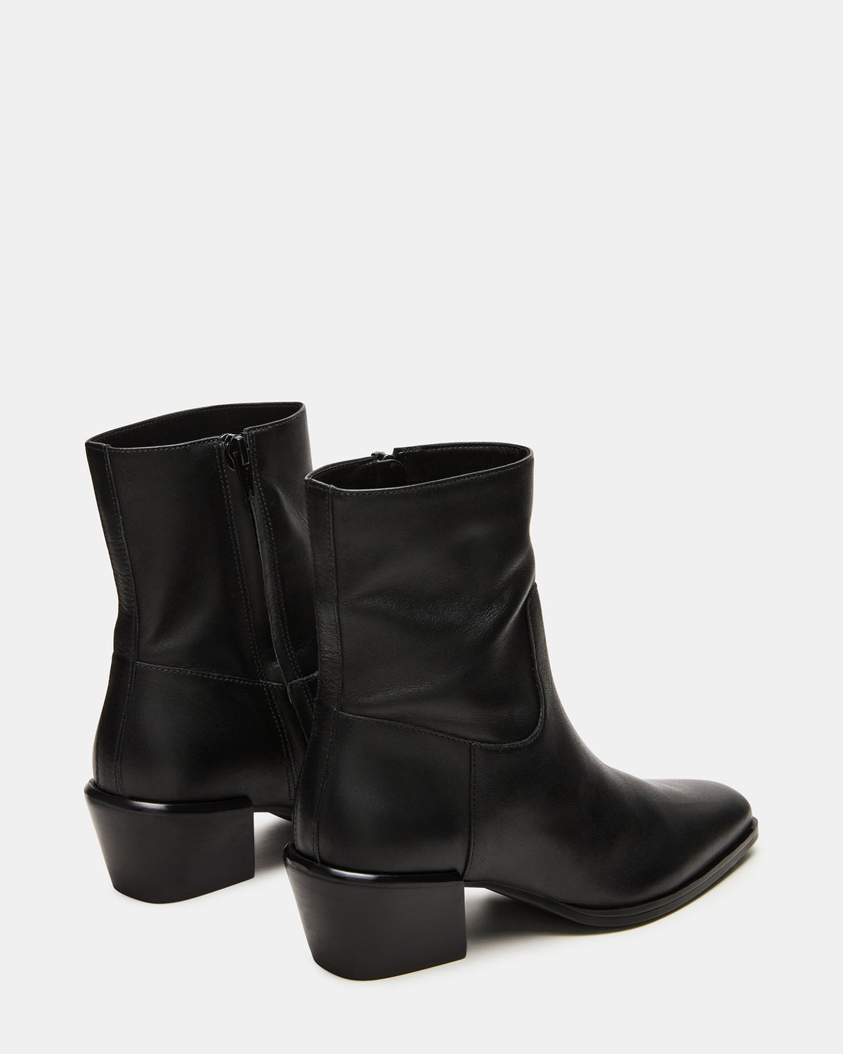 Steve Madden DANEY Black Leather Square-Toe Women's Ankle Boot