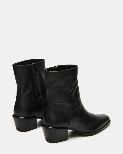 Steve Madden DANEY Black Leather Square-Toe Women's Ankle Boot
