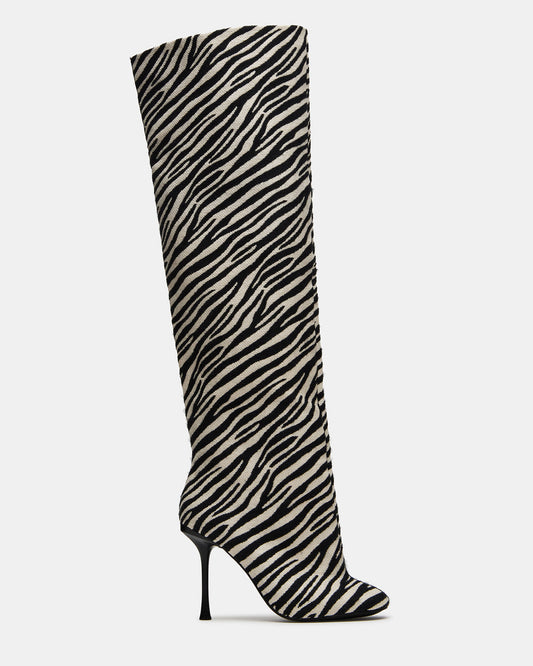 Steve Madden ALLURING Zebra Over-The-Knee Square-Toe Heeled Women's Boot