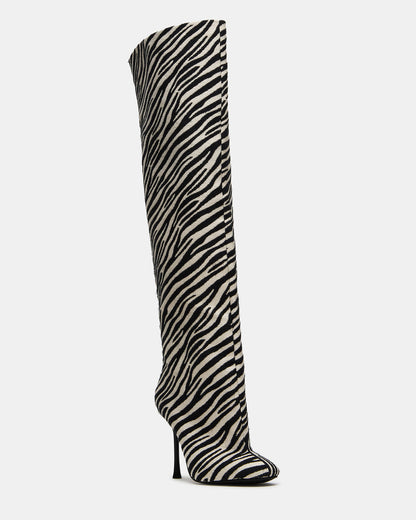Steve Madden ALLURING Zebra Over-The-Knee Square-Toe Heeled Women's Boot