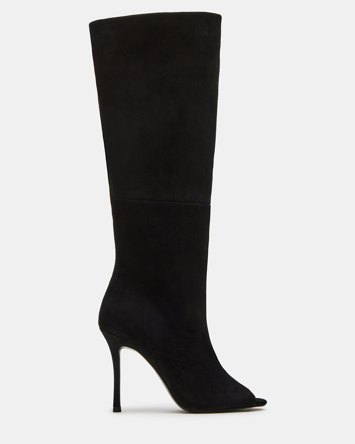 Steve Madden PEGGIE Black Suede Stiletto Heel Peep Toe Women's Boots