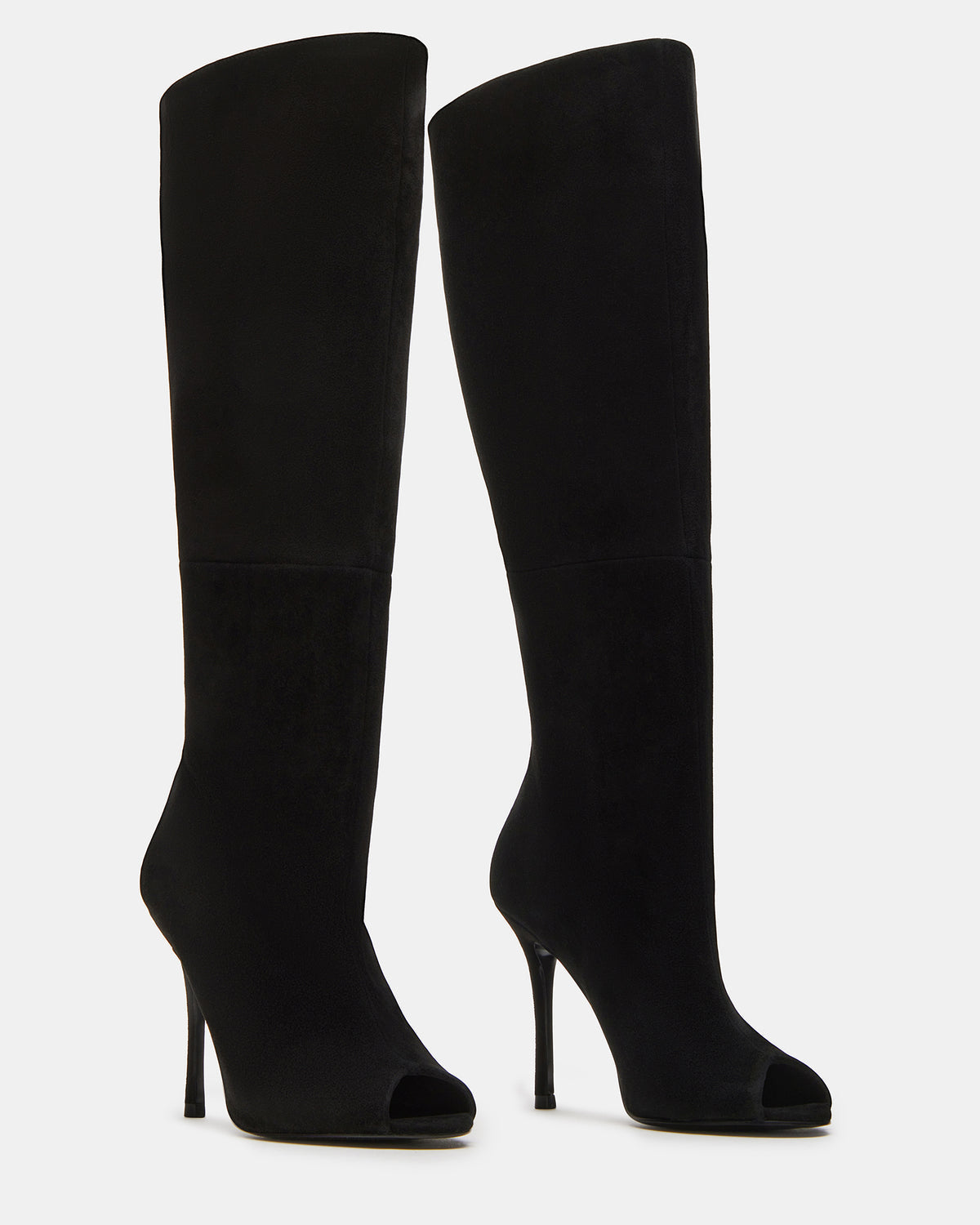 Steve Madden PEGGIE Black Suede Stiletto Heel Peep Toe Women's Boots