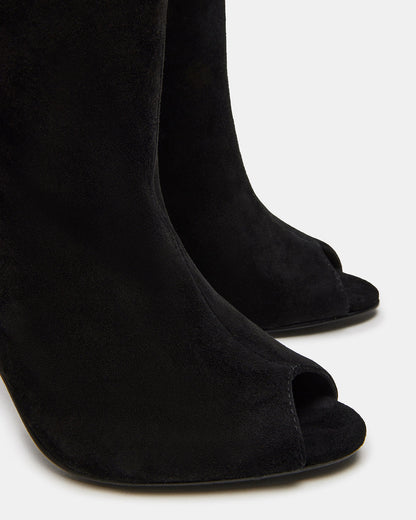 Steve Madden PEGGIE Black Suede Stiletto Heel Peep Toe Women's Boots