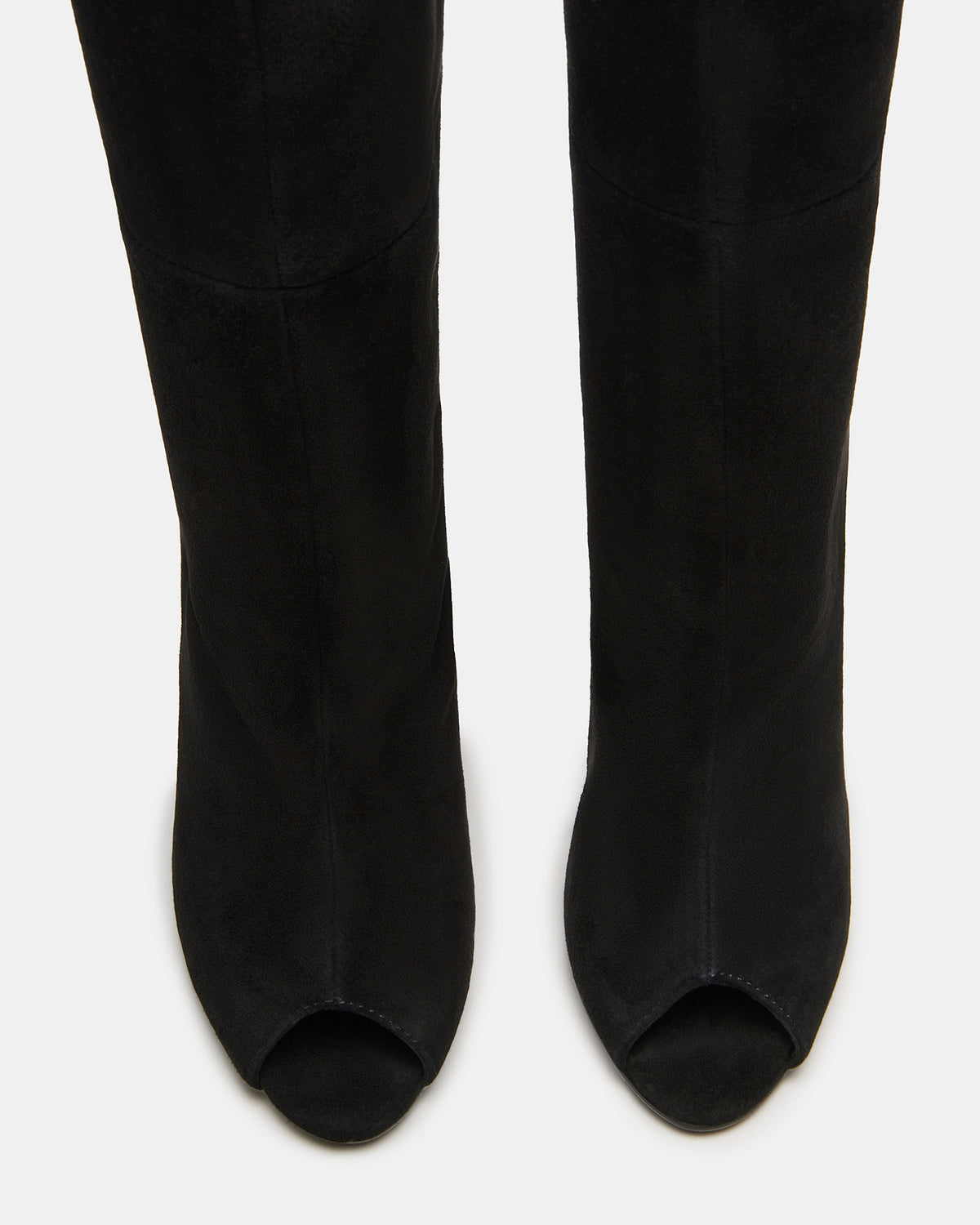 Steve Madden PEGGIE Black Suede Stiletto Heel Peep Toe Women's Boots