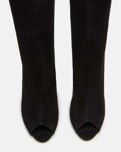 Steve Madden PEGGIE Black Suede Stiletto Heel Peep Toe Women's Boots
