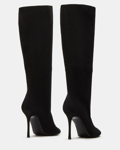 Steve Madden PEGGIE Black Suede Stiletto Heel Peep Toe Women's Boots