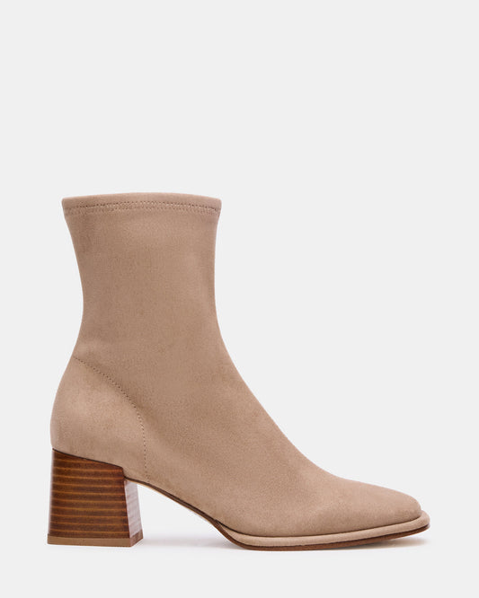 Steve Madden PAMMY Taupe Square-Toe Block Heel Women's Ankle Boot
