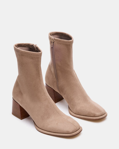 Steve Madden PAMMY Taupe Square-Toe Block Heel Women's Ankle Boot