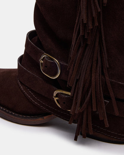 Steve Madden ANSEL Brown Suede Pointed-Toe Fold-Over Cuffed Women's Ankle Boot