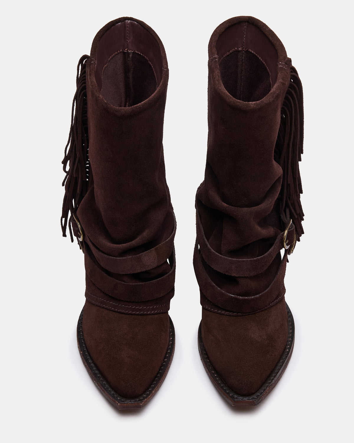 Steve Madden ANSEL Brown Suede Pointed-Toe Fold-Over Cuffed Women's Ankle Boot