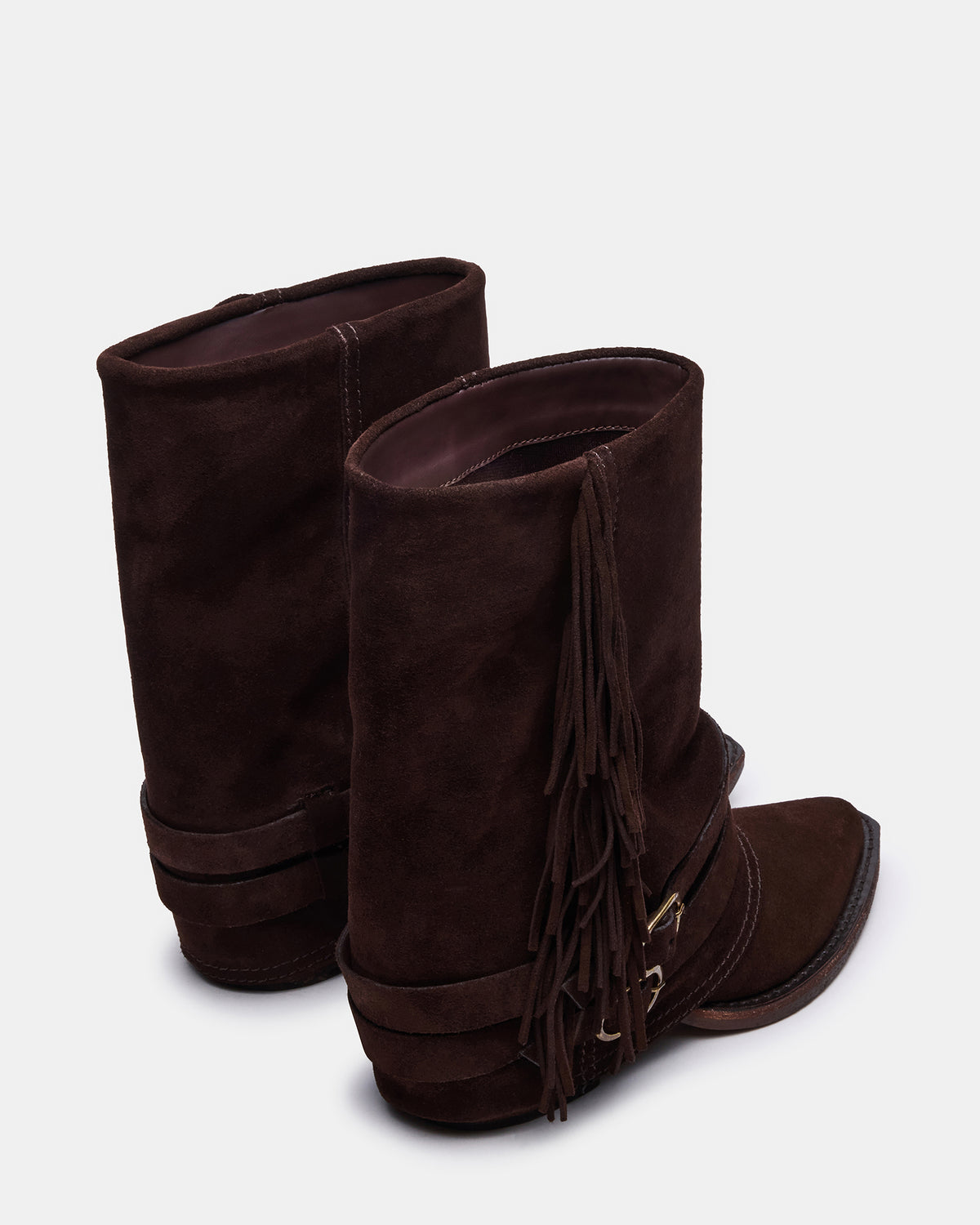 Steve Madden ANSEL Brown Suede Pointed-Toe Fold-Over Cuffed Women's Ankle Boot
