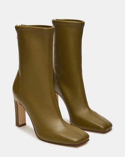 Steve Madden KHELAN Olive Square-Toe Heeled Women's Ankle Boot