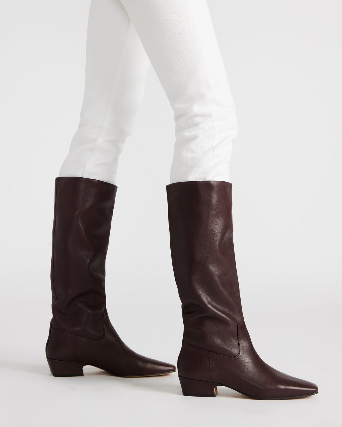 Steve Madden GWYNETH Brown/Red Leather Square Toe Boot | Women's Boots