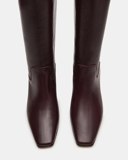 Steve Madden GWYNETH Brown/Red Leather Square Toe Boot | Women's Boots