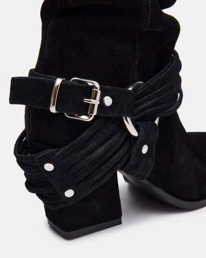 Steve Madden LAUPER Black Pointed-Toe Heeled Buckle Women's Ankle Boot