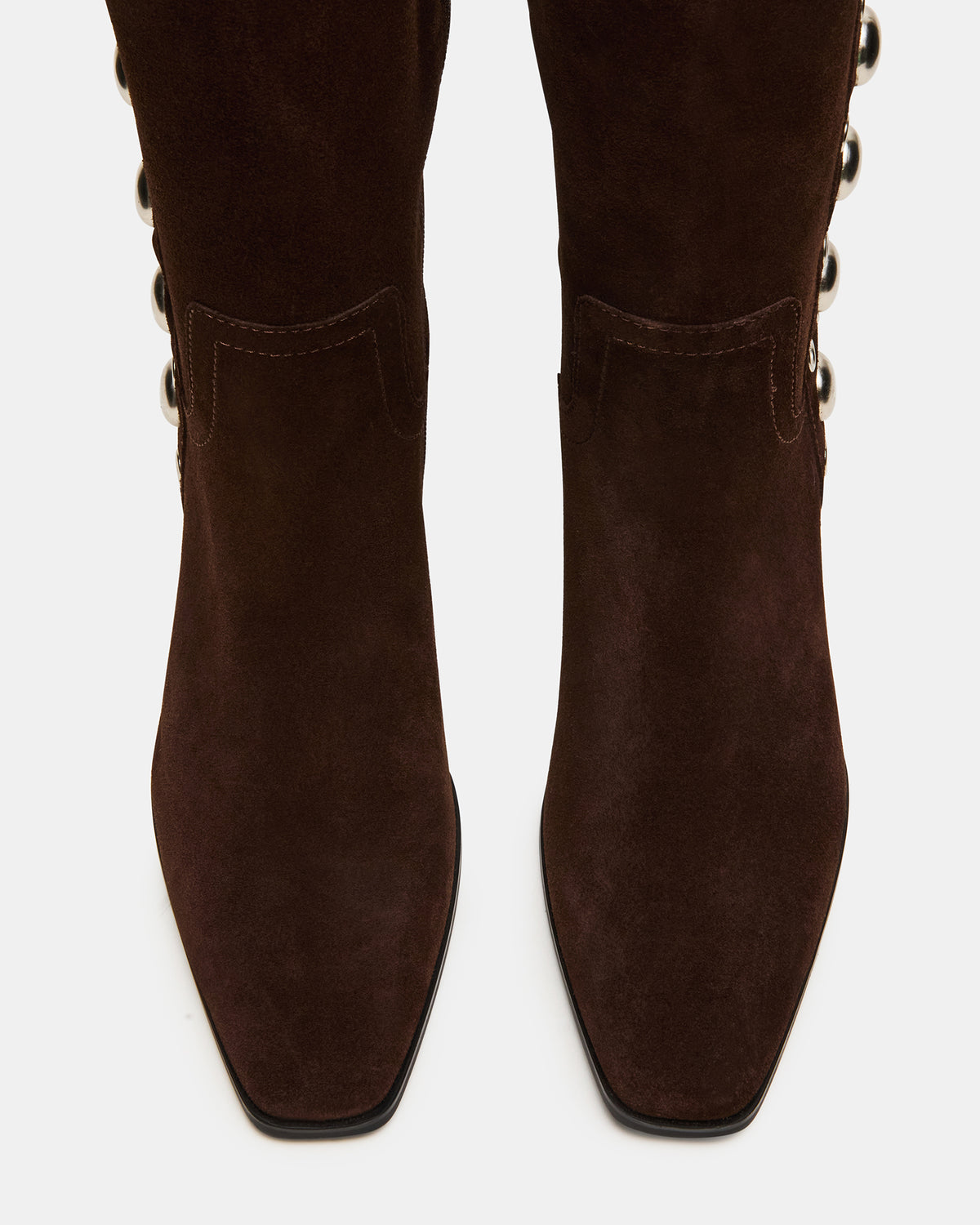 Steve Madden DINGO Brown Suede Studs Knee-High Square-Toe Women's Boot