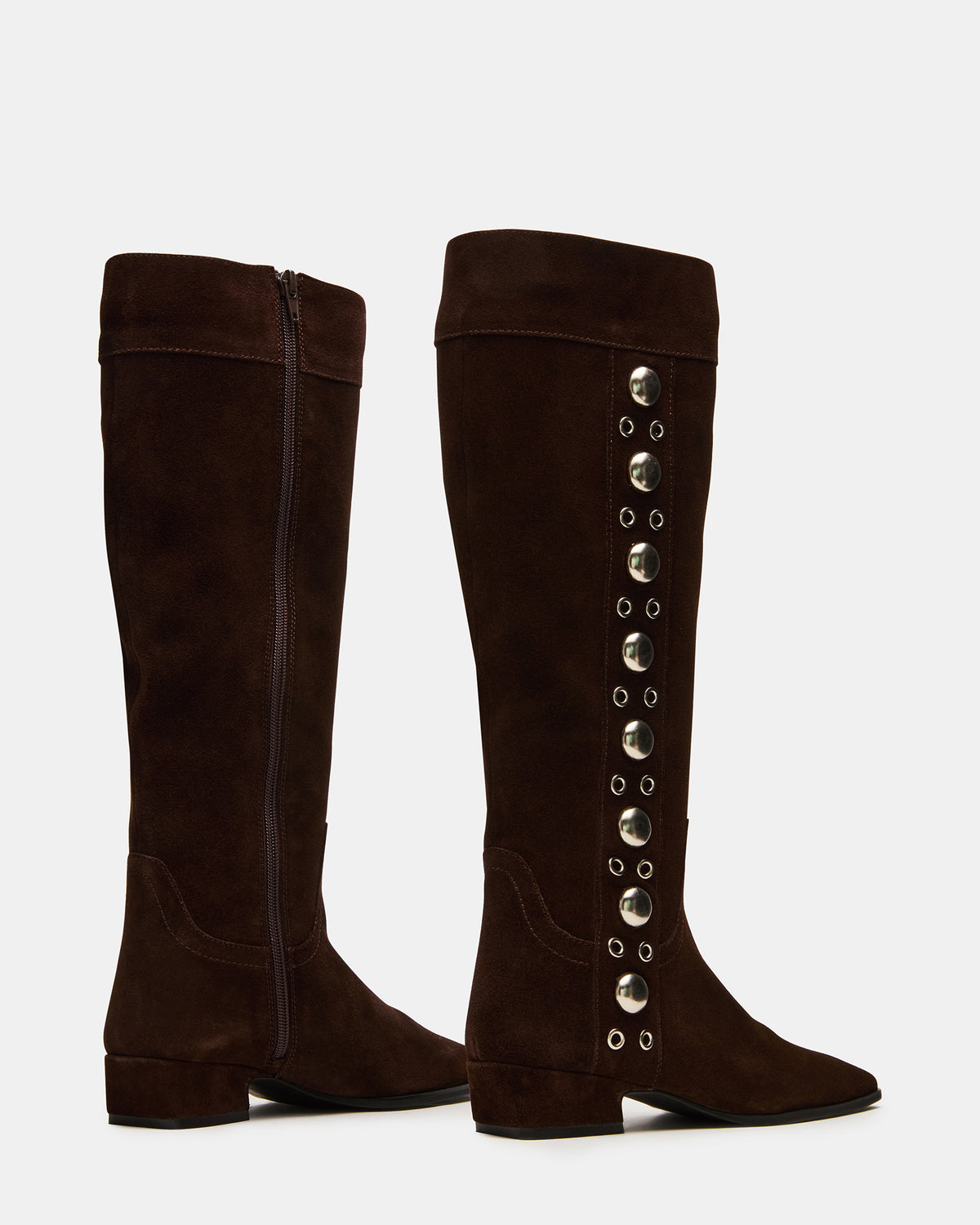 Steve Madden DINGO Brown Suede Studs Knee-High Square-Toe Women's Boot