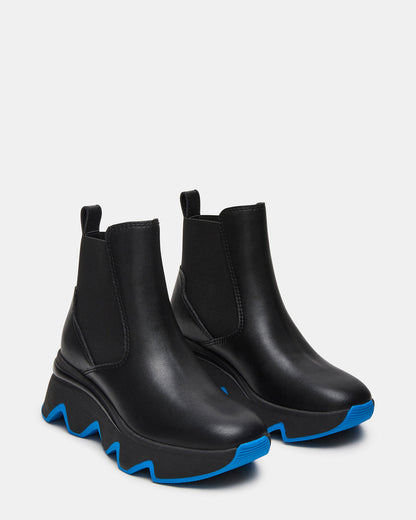 Steve Madden BREAKAWAY Black Leather Lug Platform Women's Ankle Boot