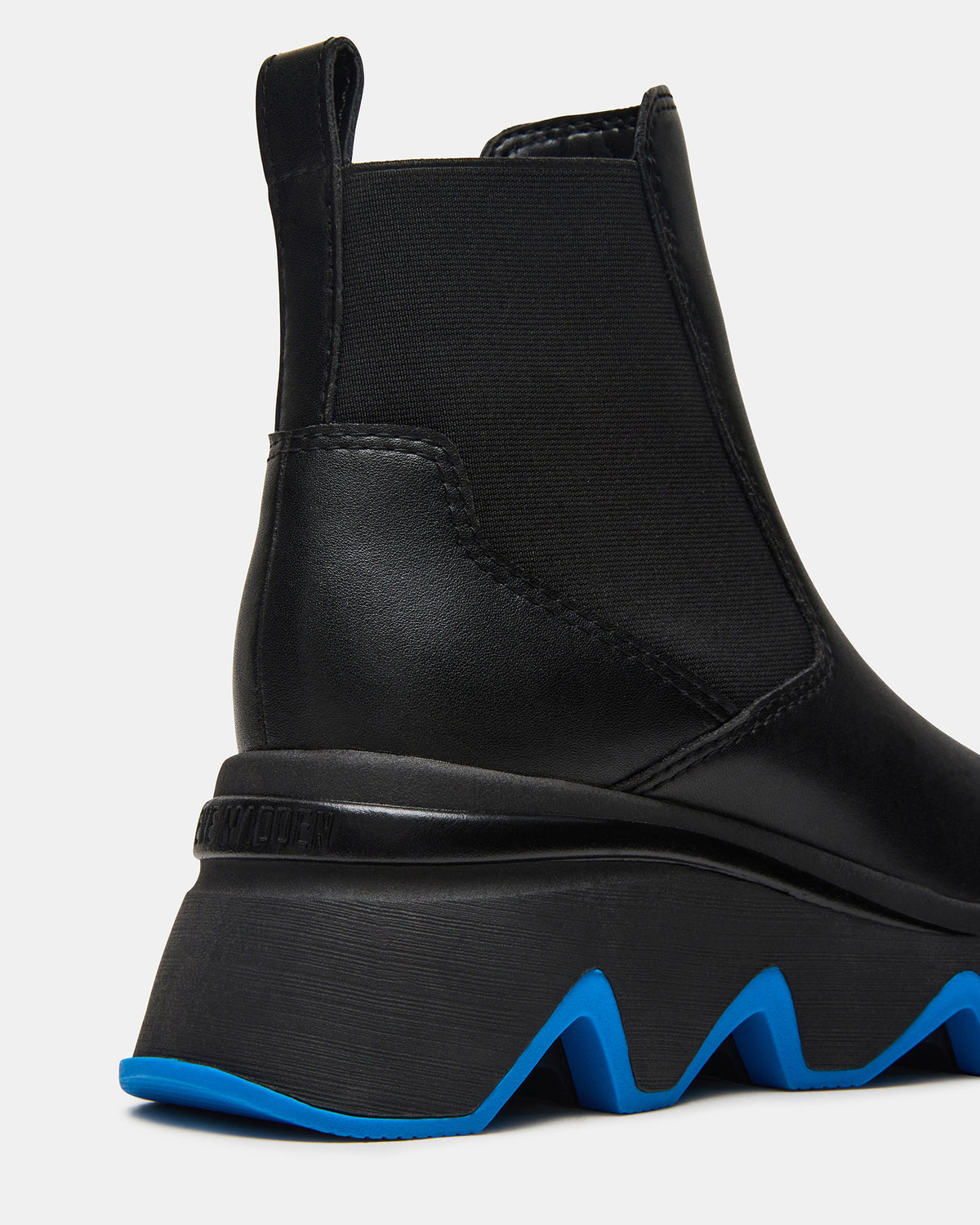 Steve Madden BREAKAWAY Black Leather Lug Platform Women's Ankle Boot
